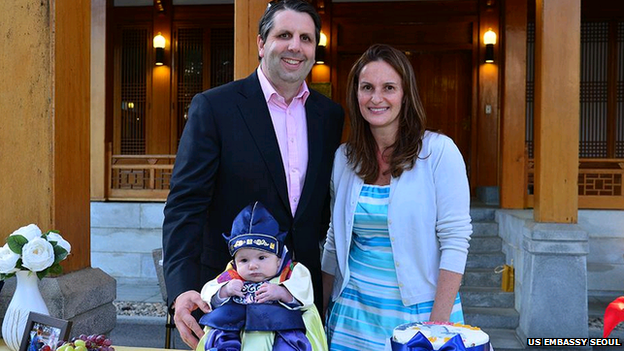 US Ambassador's wife Robyn Lippert with husband Mark and Seoul-born baby Sejun