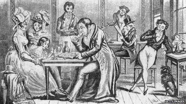 John Bull eating at Cafe Tortoni in Paris from The Reminiscences and Recollections of Captain Gronow