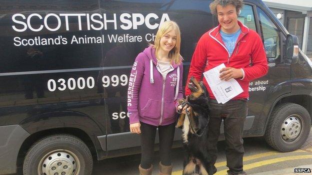 SSPCA Staff with Sid the dog