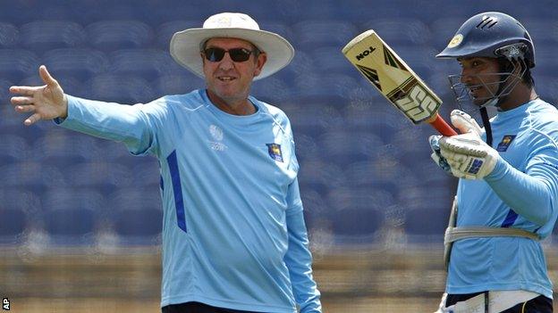 Trevor Bayliss with former Sri Lanka captain Kumar Sangakkara