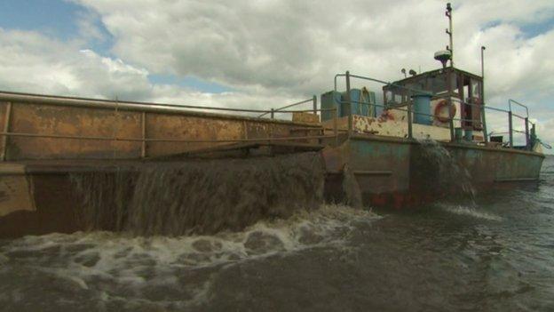 Sand being dredged from Lough Neagh