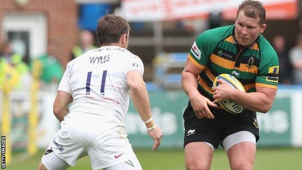 Dylan Hartley in action for Northampton