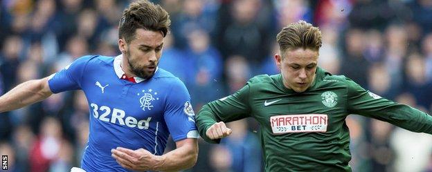 Rangers' Darren McGregor challenges Hibs' Scott Allan