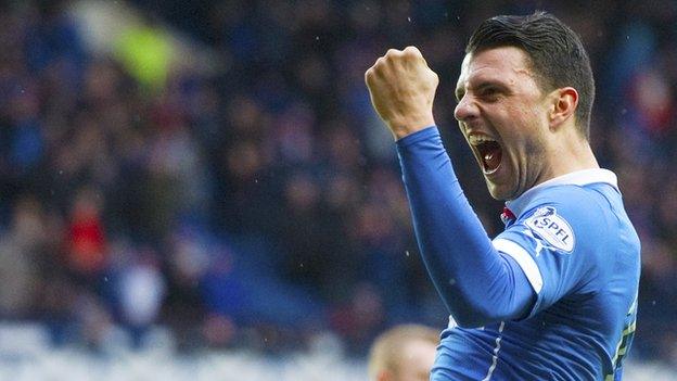 Haris Vuckic celebrates a goal for Rangers