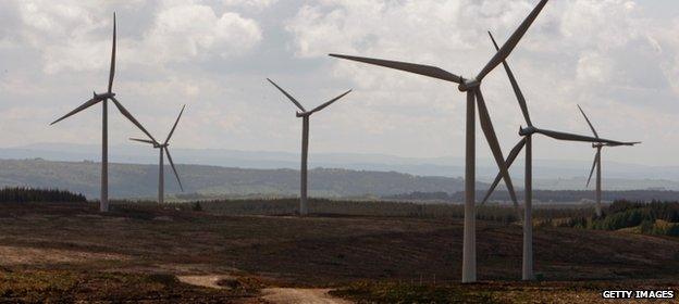 Whitelee onshore windfarm at Eaglesham in Scotland