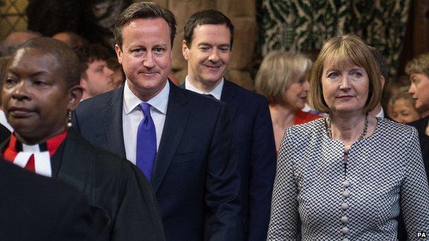 David Cameron and acting Labour leader Harriet Harman