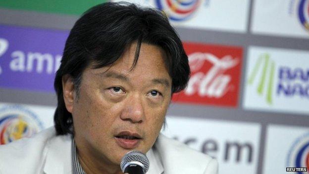 Eduardo Li, President of Costa Rica's Football Federation, speaks to the media in San Antonio de Belen in Costa Rica on 17 May, 2011.