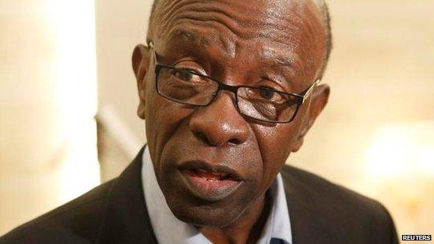 Jack Warner talks to journalists at the lobby of a hotel on 30 May, 2011.