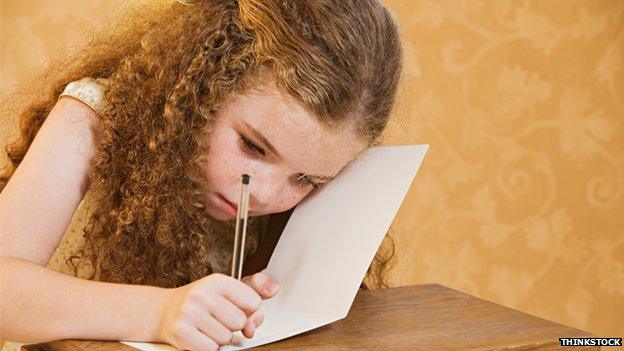 A girl writing