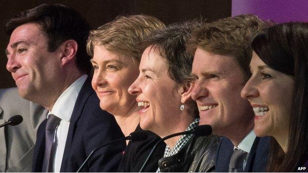 Andy Burnham, Yvette Cooper, Mary Creagh, Tristram Hunt and Liz Kendall