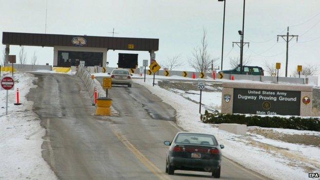 The entrance of the US Army Dugway Proving Ground in the middle of Rush Valley in the western desert of Utah (file photo)