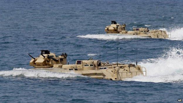 US Navy amphibious assault vehicles in the South China Sea