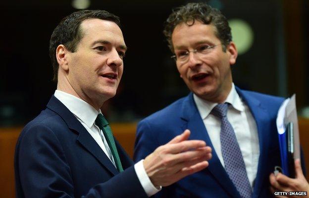 Chancellor George Osborne with Eurogroup head Jeroen Dijsselbloem