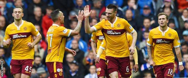 Stephen McManus nodded in Motherwell's second goal at Ibrox