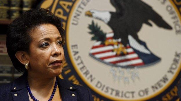 United States Attorney General Loretta E. Lynch attends a press conference about the arrests of nine FIFA officials in Brooklyn, New York, USA, 27 May 2015