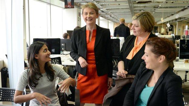 Yvette Cooper visiting workers at Tech City