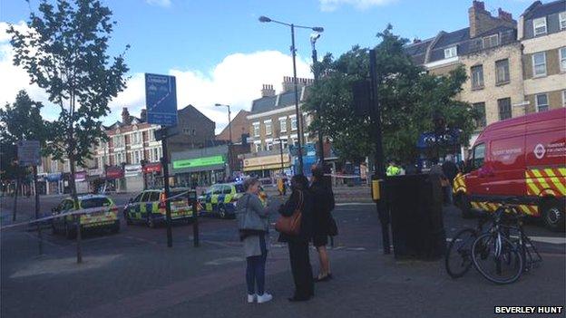 Scene of crash at Denmark Hill