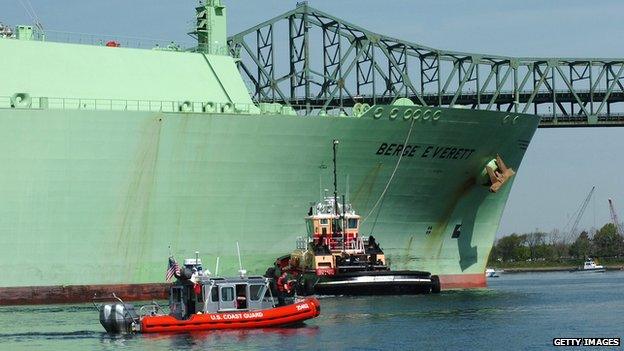 LNG ship arriving in Boston