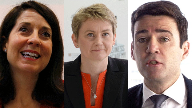 Liz Kendall, Yvette Cooper and Andy Burnham