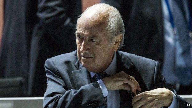 FIFA president Joseph S. Blatter during the 65th FIFA Congress held at the Hallenstadion in Zurich, Switzerland, Friday, May 29, 2015