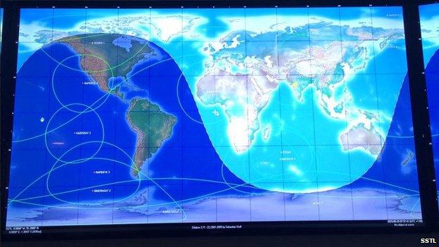 Satellite map from SSTL control room