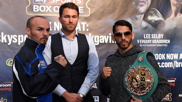 Kevin Mitchell, Eddie Hearn and Jorge Linares