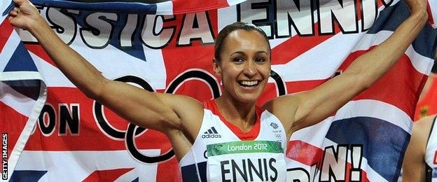 Jessica Ennis-Hill celebrates winning Olympic gold