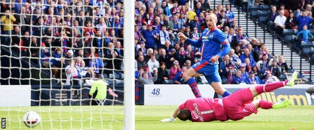 James Vincent scores the winner for Inverness Caledonian Thistle in the Scottish Cup final against Falkirk