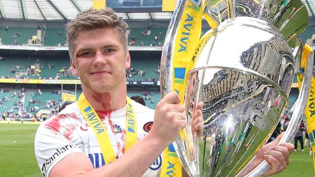 Owen Farrell with trophy