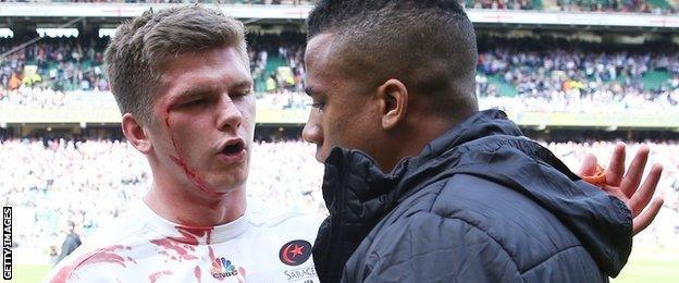 Owen Farrell and Anthony Watson