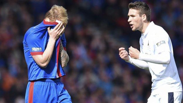 Carl Tremarco (left) was sent off for Inverness CT