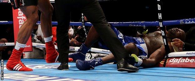 Kevin Johnson is knocked out by Anthony Joshua