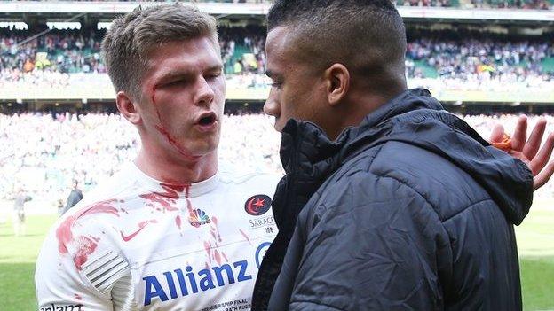 Owen Farrell and Anthony Watson