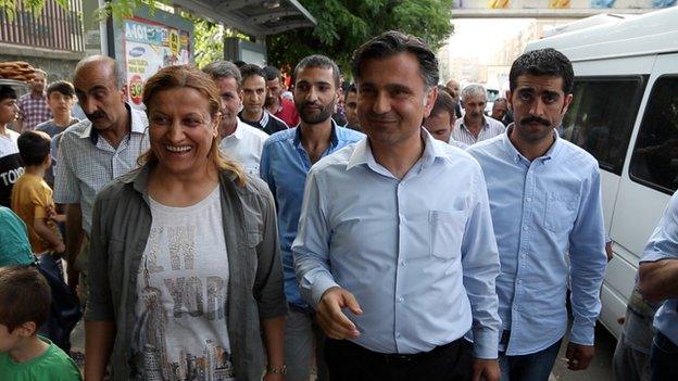 HDP candidate Ziya Pir on campaign walkabout