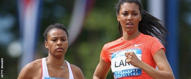 Britain's Morgan Lake (right) competes in the 800m in Gotzis