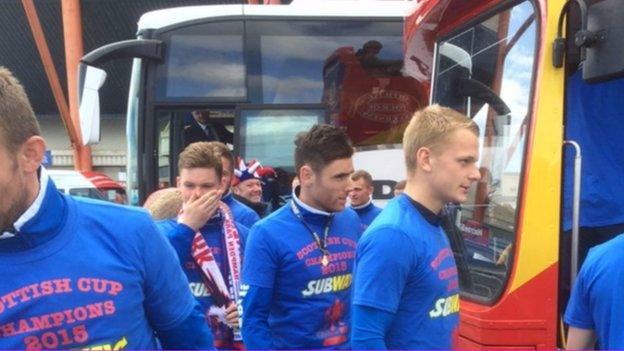 Inverness Caledonian Thistle doing bus parade following Scottish Cup win