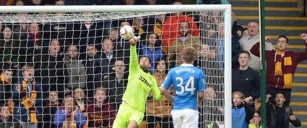 Rangers goalkeeper Cammy Bell was badly at fault for the first Motherwell goal