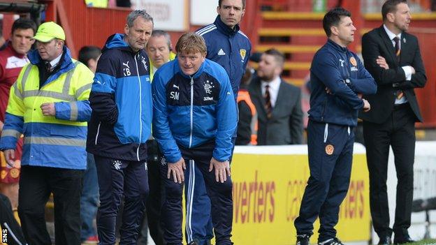 Rangers manager Stuart McCall (centre) conceded Motherwell were the better team over two legs