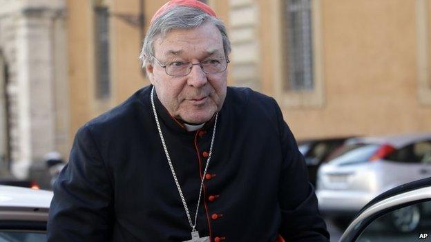 Australian Cardinal George Pell arrives for a meeting, at the Vatican, 2013