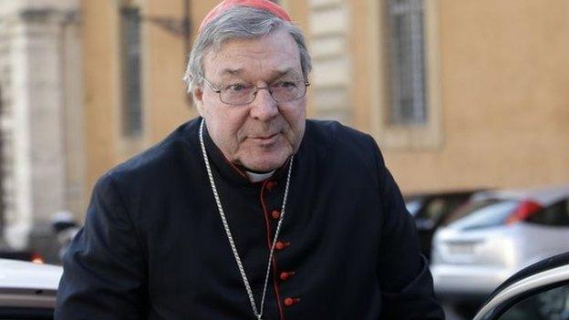 Australian Cardinal George Pell arrives for a meeting, at the Vatican, 2013