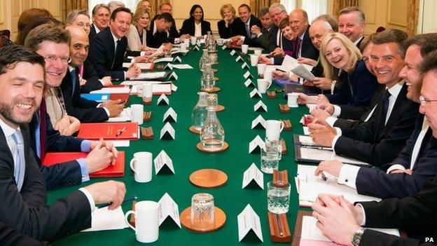 The first meeting of David Cameron's Conservative cabinet after the election