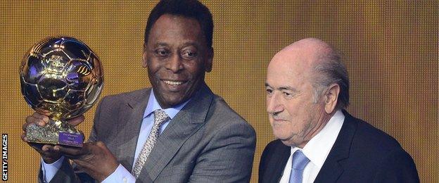 Pele (left) and Sepp Blatter