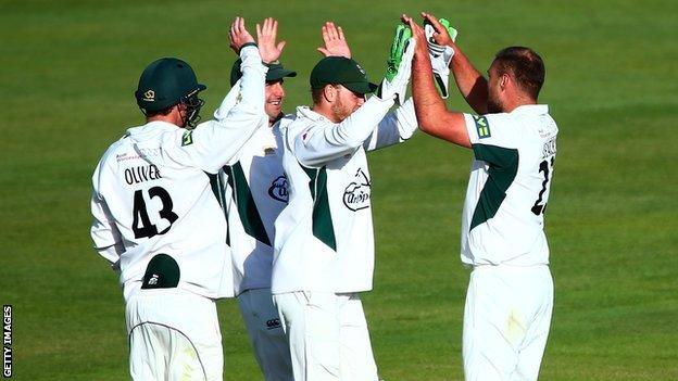 Joe Leach celebrated the third five-wicket haul of his career, all of which have been away from New Road