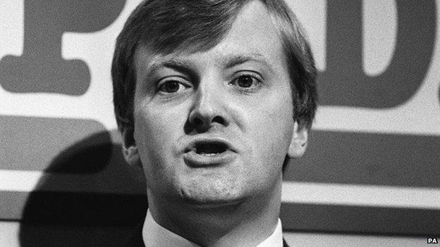 Charles Kennedy in 1987 speaking at the Social Democratic Party conference in Portsmouth