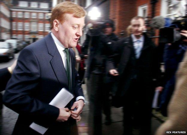 Charles Kennedy arriving at his party headquarters on the day he resigned