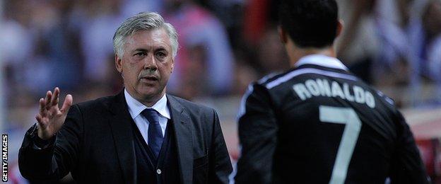 Cristiano Ronaldo and Carlo Ancelotti