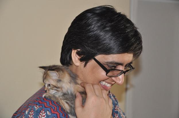 Sabeen with her cat