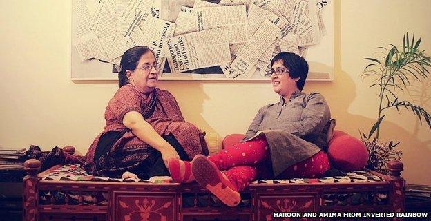 Sabeen Mahmud and her mother Mahenaz in 2012