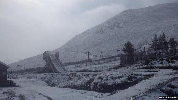 Snow at Nevis Range on Monday