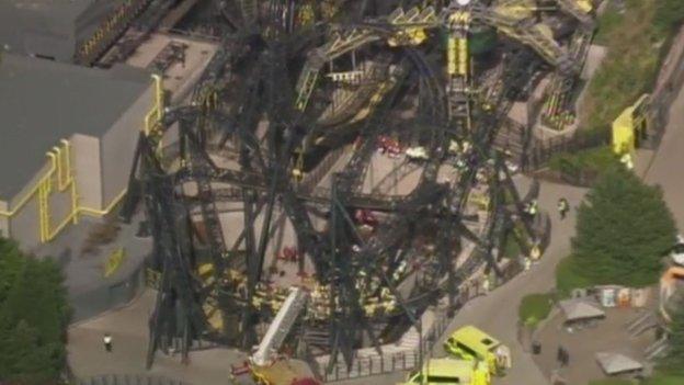 Aerial view of Smiler ride